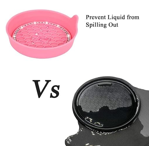 Amooca Car Cup Coaster Universal Non-Slip Cup Holders Bling Crystal Rhinestone Car Interior Accessories 2 Pack Peach Pink thumbnail 6