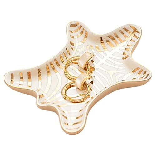 Jewelry Tray Ceramic Tiger Skin Jewelry Dish 5.8x4.5x0.7in Gold Striped Trinket Tray Decorative Jewelry Holder for Necklace Ring Earring & More Trinket Tray Trinket Dish Ring Dish Jewelry Dish thumbnail 5