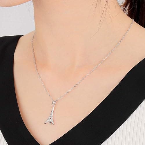 Gemschest Sterling Silver Eiffel Tower Pendant Necklace Paris Jewelry for Mom Women with 18" Silver Chain thumbnail 3