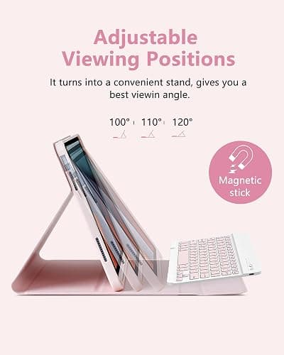 CC Store Keyboard Case for iPad 10th 2022/A16 11th Generation 2025(10.9/11 inch), for iPad 11/10 Gen Case with Wireless Detachable Rechargeable Bluetooth Keyboard & Pencil Holder,Pink thumbnail 3