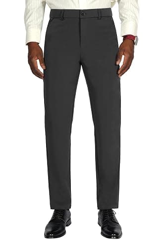 Plaid&Plain Men's 4-Way Flex Stretch Slim Fit Dress Pants - Image 1