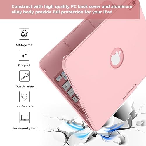 TaIYanG for iPad A16 11th 10th Generation Case with Keyboard 11 inch 2025&10.9 inch 2022,Touch Trackpad Keyboard Case for 10th Generation-360° Rotate,Pencil Holder,Keyboard for iPad 10th Gen,Rose Gold thumbnail 6