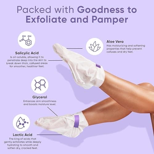 Foot Peel Mask - Foot Mask for Baby Soft Skin - Remove Dead Skin, Dry, Cracked Feet & Callus, Foot Spa, Made with Aloe Vera Extract for Women and Men (2 Pair (Pack of 1), Lavender) thumbnail 3