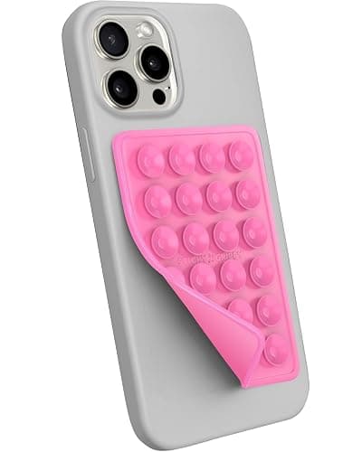 StickyGrippy Suction Phone Case Mount, Sillicon Adhesive Phone Accessory for iPhone and Android, Hands-Free Fidget Toy Mirror Shower Phone Holder, Tiktok Videos and Selfies (Bubble Gum) - Image 1
