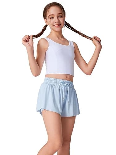 LaBeca Girls Flowy Athletic Shorts Running Tennis Active Butterfly Shorts Double Layer with Pockets Quick-Drying Shorts thumbnail 2