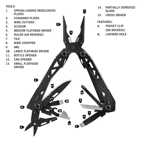 Gerber Gear Suspension-NXT EDC Multitool 15-in-1 Pocket Knife, Needle Nose Pliers and Wire Stripper for Camping and Survival, Black thumbnail 3