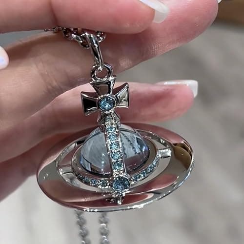 HXLIANG Three-Dimensional Star Necklace - 71-80cm Glacier Blue Titanium Senior Electroplating thumbnail 4