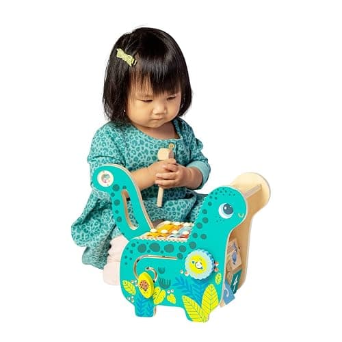 Manhattan Toy Wooden Dinosaur Toddler and Preschool Musical Instrument and Activity Toy with Xylophone, Sawtooth Ridges and Solo Mallet thumbnail 6