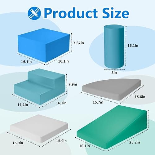 6-Piece Soft PU Leather Toddlers Climbing Toys for Baby - Kids Foam Climbing Blocks for Toddlers Indoor - Climb & Crawl Soft Foam Block Activity Play Set - Toys for Kids Crawling Sliding (Mixed Color) thumbnail 2