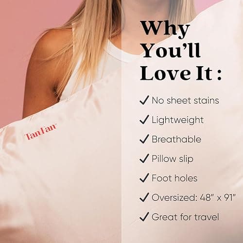 Tan Fan Self Tan Sleep Sac - Protects Sheets from Fake Tan Stains - No Tanner Transfer, Rub Off, Absorption Guaranteed - Cool Silky Lightweight Bed Protector Sack. Large Roomy w Foot Openings (Pink) thumbnail 3