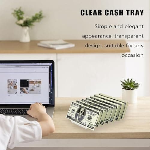 2 Pack Acrylic Money Organizer Cash Trays,7 Section Dividers Money Organizer,Eyeshadow Makeup Palette Organizer,Clear Bill Money Organizer for Cash Envelope Card thumbnail 6