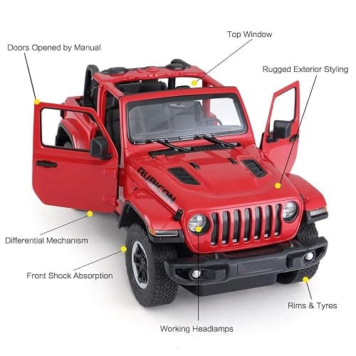 RASTAR Off-Road Remote Control Car, 1:14 Jeep Wrangler JL RC Off-Road Racing Vehicle Toy Car for Kids Adults, Spring Suspension/Door Open, 2.4Ghz RED thumbnail 5