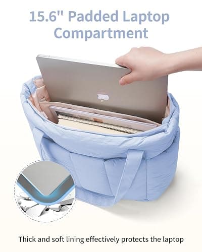 Narwey Puffer Tote Bag for Women Work with Laptop Compartment, Puffy Quilted Work Tote Bags for Travel Carry on Teacher Nurse thumbnail 4