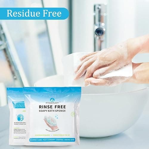 HYGIENJOY-21% Larger,No Rinse Bathing Wipes for Adults-Rinse Free Bath Sponges,Soap Infused,Dry Shower Wipes for Elderly,For Camping,Hiking,GYM,Post Surgery Must Haves, (25 Counts) thumbnail 6