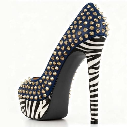 FSJ Women Classic Rivets Platform Heel Peep Toe Pumps High Stiletto Heel Slip On Studded Sexy Wedding Party Dance Shoes Size 4-16 US thumbnail 2