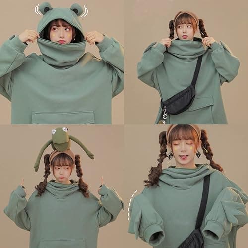 LNYSOTX Frog Hoodie Sweatshirt Zipper Mouth for Women Teen Girls thumbnail 2
