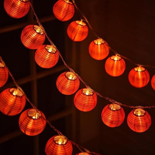 Dreamworth Red Lantern String Lights 13.1ft/4m 20 LEDs Hanging Lanterns Battery Operated String Lights for Chinese New Year,Spring Festival,Wedding,Party Decoration,Christmas thumbnail 2