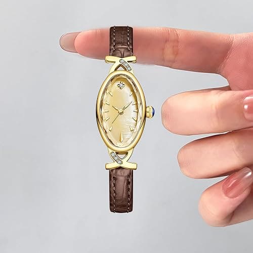 BESTKANG Leather Women's Watch Dainty Vintage Oval Ladies' Watch Elegant Diamond Waterproof Quartz Gold Watches for Women thumbnail 6