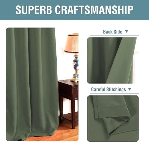 H.VERSAILTEX Blackout Curtain for Living Room Thermal Insulated Window Treatment Curtain Extra Long 96 inch Length Energy Saving Solid Grommet Top Blackout Drape, One Panel, Bronze Green, 52"W x 96"L thumbnail 4