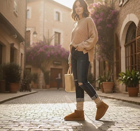CUSHIONAIRE Hip 2 Genuine Suede Ankle Boots for Women, Cozy Faux Shearling Lining Pull On Winter Womens Boots thumbnail 6