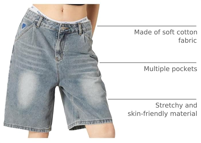 Aelfric Eden Washed Wrinkle Jorts Mens Denim Jean Short Casual Summer Knee Length Shorts Streetwear Trendy Outfits thumbnail 4