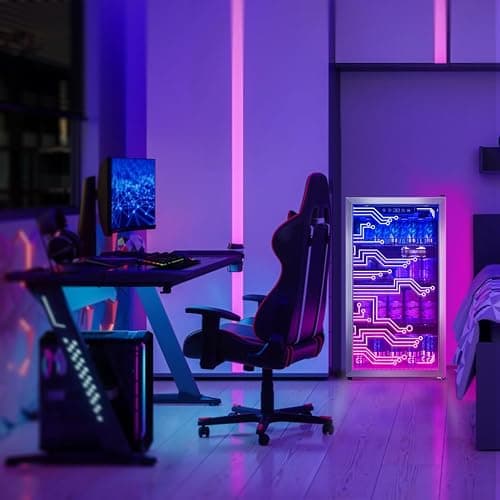 Manastin Gaming Light Up Beverage Refrigertor, Led Lighting Door 120 Cans Freestanding Beverage Fridge, Cyberpunk Beverage Cooler for Gaming, Gaming Room, Bar, Party (Lighting) thumbnail 7