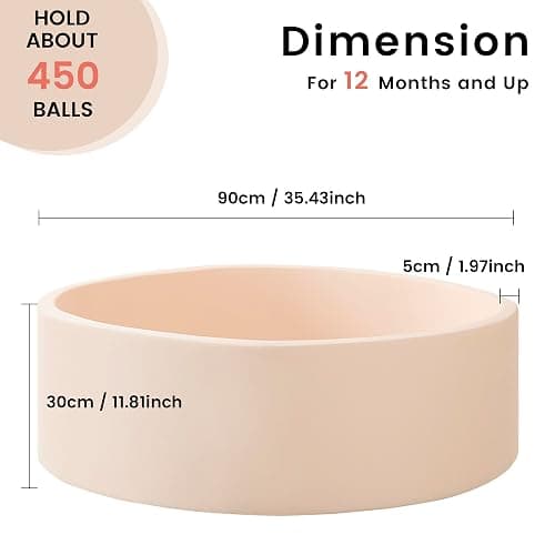 Zedachica Ball Pit for Toddlers 35.43''x11.81 Baby Ball Pit Soft Memory Foam Ball Pool Round Kids Ball Pit Indoor and Outdoor Game Kids Play Ball Pool Ideal Gift for Girls and Boys (Beige, NO Balls) - Beige - 90CM / 35.43IN thumbnail 3