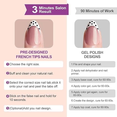 Polka Dot Press on Nails Short Almond Fake Nails 9 Colors French Tip Nails Press ons with Design Reusable Artificial Nail in 12 Sizes Full Cover Stick on Nails for Women Manicure Decorations 216Pcs thumbnail 6