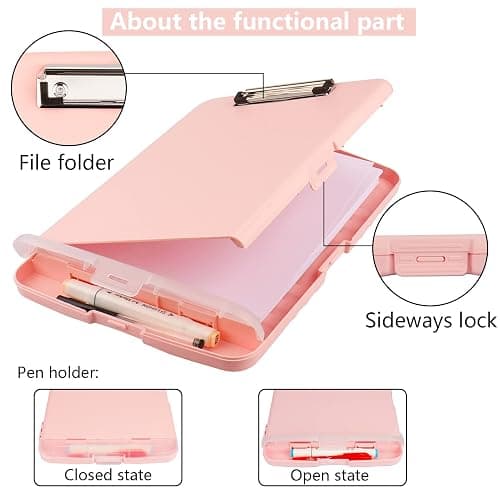 SFLHHDM Plastic Clipboard with Storage, High Capacity Clip Boards 8.5x11 with Storage, Heavy Duty Nursing Clipboard Folder, Cute Clipboards, Letter A4 Size Clipboards with Storage for Teachers, Nurse thumbnail 5