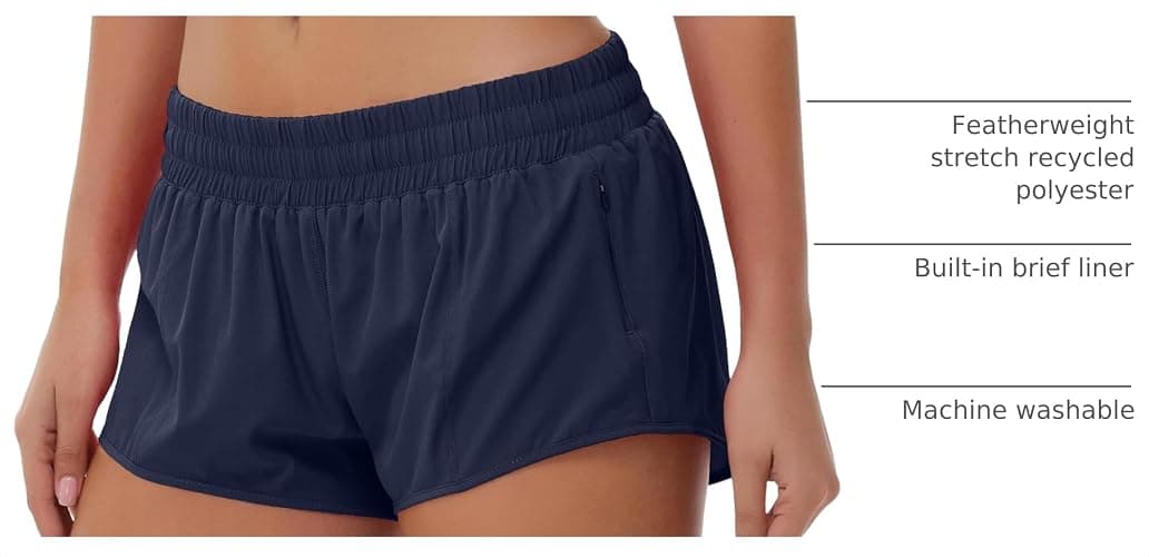 Aurefin Lightweight Athletic Shorts for Women, Quick Dry Running Shorts with Zip Pocket and Liner Womens Gym Workout Shorts thumbnail 4