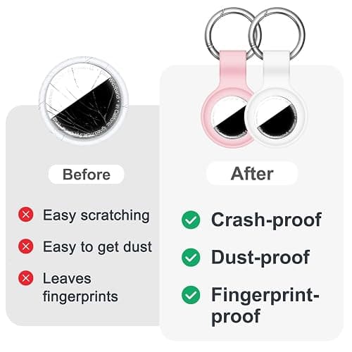 Linsaner [2 Pack] Compatible with AirTag Case Keychain for Air Tag Holder Silicone for AirTags Key Ring Cases Tags Chain for Apple for AirTag GPS Item Finders Accessories，Pink White thumbnail 6