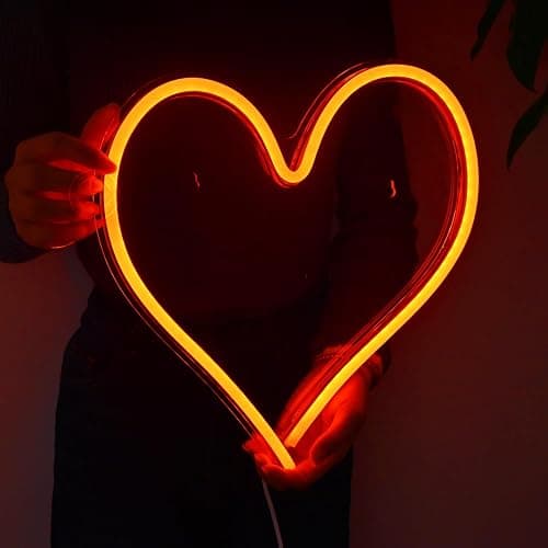Britrio LED Neon Light Sign, 13.4”x12.6” Heart Shape Neon Sign Wall Hanging Sign Wall Art for Bar Bedroom Living Room Kid’s Room Party,Home Decor Neon Night Light USB Powered(Red Heart) thumbnail 5