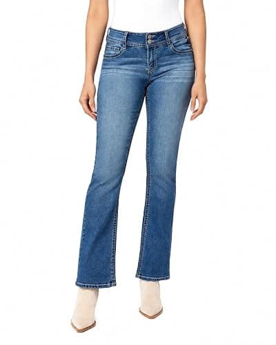 WallFlower Women's Bling Bootcut Jeans, Luscious Curvy Fit, Sizes 0-24 | Embellished Back Pocket, Mid-Rise, Insta Stretch Denim, Trendy, Gap-Free, Figure-Flattering, Juniors, Standard and Plus Size - Image 1