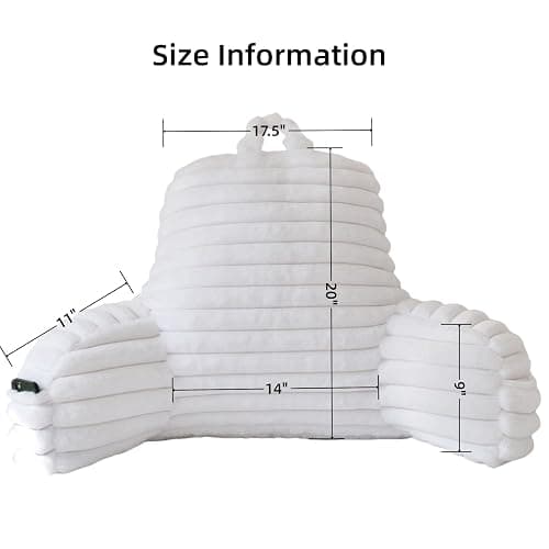 Yaoshuho Large Reading Pillow for Adults, Back Support Pillow for Sitting Up in Bed with Arms, Couch for Lounging Bedrest, White thumbnail 2
