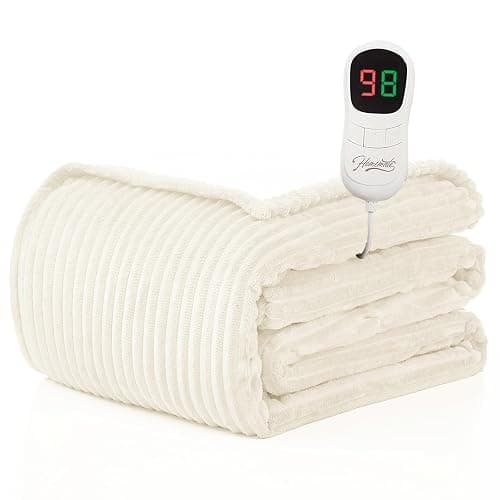 Homemate Heated Blanket Electric Throw - 50"x60" Heating Blanket Throw 1/2/4/6/8 Hours Auto-Off 10 Heat Levels Over-Heat Protection Soft Flannel Sherpa ETL Certification - Image 1