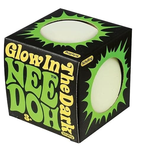 Schylling NeeDoh Glow in The Dark The Groovy Glowing Glob - Squishy, Squeezy, Stretchy Stress Balls - Set of 2 - Image 1