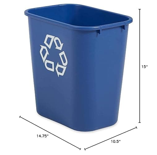 Rubbermaid Commercial Products Deskside Recycling Can, 7-Gallon/28-Quart, Blue Recycling Symbol, Plastic, for Bedroom/Bathroom/Office/Under Desk/Sink, Pack of 4 thumbnail 8
