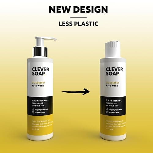 Clever Soap 3% Sulphur Face Wash - Exfoliating Blemish Control Cleanser - Antibacterial, Sensitive Sulfur Soap - Fragrance Free Moisturising Formula For Oily Skin - Men & Women thumbnail 5