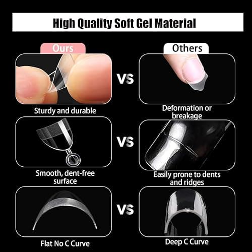 HWHUNO 480Pcs Extra Short Half Cover Almond & Tapered Square Nail Tips | Gel x Clear Nail Tips Set, 2 Box Pre Shaped, XXS, 12 Sizes, Nail Art Home DIY Salon thumbnail 6