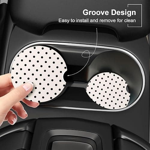 Ceramic Car Coasters – Absorbent Car Cup Holder Coaster Set for Women, Cute Aesthetic Car Accessories for Girls, 2 Pack (Dark Gray) thumbnail 4