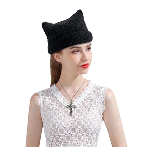 JDRGJTH 24PCS Y2k Jewelry Set,Y2k Accessories Grunge Knitted Cat Beanie,Fairy Grunge Gloves Necklace Rings Bracelet Therian Accessories Set Cosplay Party Jewelry Gift for Women thumbnail 8