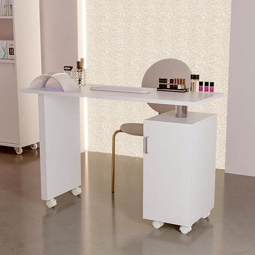 Warmiehomy Manicure Table Mobile Professional Nail Table Beauty Salon Workstation Storage Drawers Nail Desk with Extra Free Armrest, White,120 * 45 * 78 cm thumbnail 2