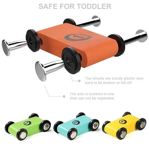 Toddler Toys for 1 2 Year Old Boy and Girl Gifts Wooden Race Track Car Ramp Racer with 4 Mini Car thumbnail 4