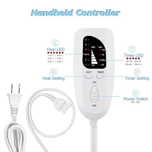 Heating Pad, Electric Heating Pad for Dry & Moist Heat, Electric Heat Pad with Multiple Temp & Timer Settings, Auto Off.(Light Gray, 24"X12") thumbnail 4