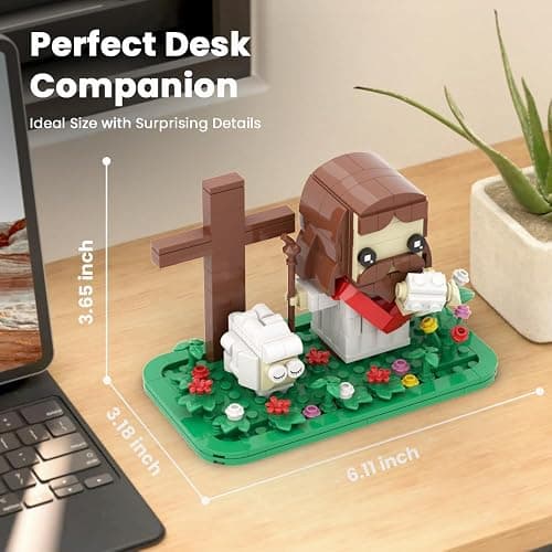 Jesus Building Set, Christmas Building Kit, The Good Shepherd Little Jesus Figures with Sheep and Cross, Easter and Nativity Building Set Christian Gift for for Adults and Kids Ages 6 and Up thumbnail 3