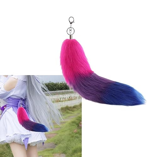 Foxes Tail Keychain Faux Furs Foxes Tail Keyring Soft Furry Bag Hangings Charm Pendant Key Handbag Pendant Accessorise Keyrin - Multi-color thumbnail 2