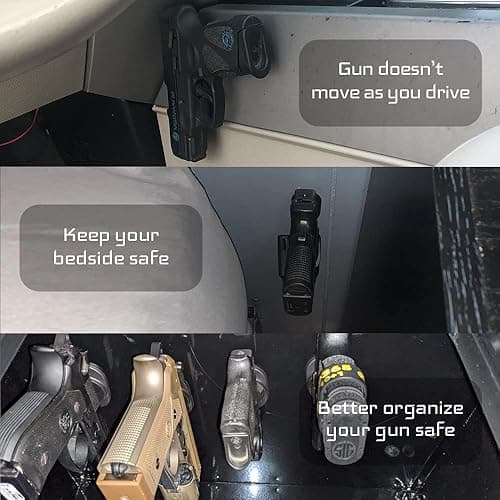 GMW Gun Magnet [2-Pack] | 30 lbs. Rating Magnetic Gun Mount | HQ Rubber Coated Gun Magnet Buckler Series for Car, Truck, Desks, Safes, and Walls | Indoor Gun Racks| Concealed Gun Holder for Handgun - Black thumbnail 3