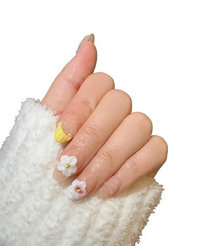 10 Short Almond Handmade Press On Nails | 3D Floral Gradient Color with Cute Starfish & Seashell,New styles for Spring & Summer | Skip Salon Trips, Easy to Apply & Remove, Reusable (Ocean A04, XS) thumbnail 3