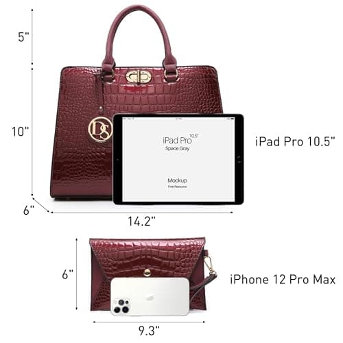 Dasein Women Handbags Purses Ladies Work Purse Satchel Tote Top Handle Shoulder Bags with Matching Clutch thumbnail 5