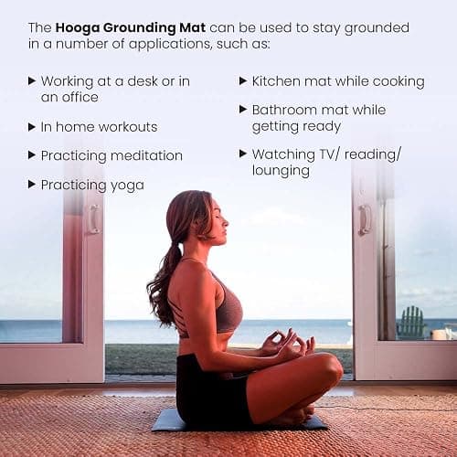 Hooga Grounding Mat for Sleep, Energy, Pain Relief, Inflammation, Balance, Wellness. Earth Connected Indoor Grounding for Home, Office, Work. 15 Foot Cord Included. Conductive Carbon thumbnail 6